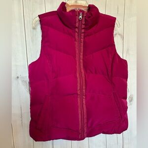 Lands’ End Pink Raspberry Quilted Down Puffer Vest Zip Front Women’s Size M
